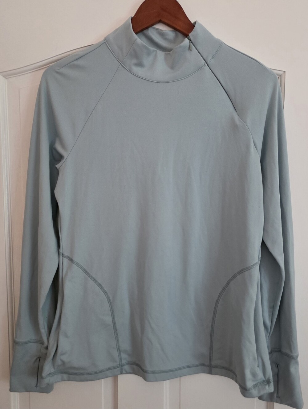 Yogalicious Long Sleeve Yoga Top 1/4 Angled Zipper Blue Sz L